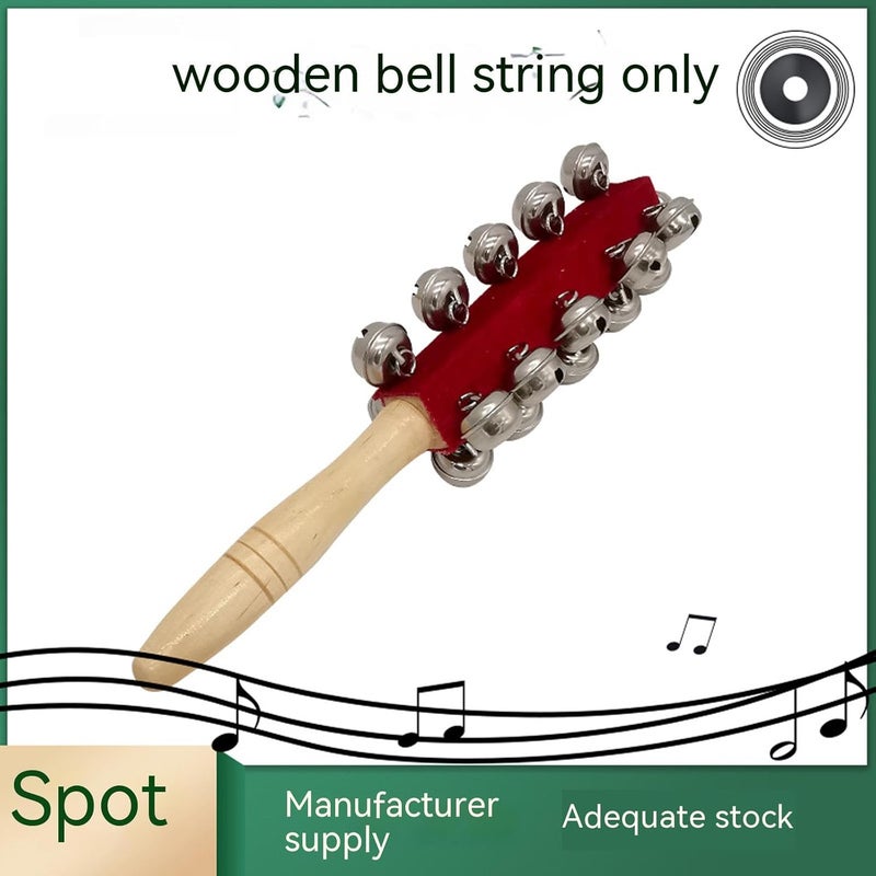 mocrcrel 2 Pcs 10 inch Wooden Handle Bells Instrument ,Stick Ring Christmas Jingle Bells Hand Percussion Shaker 21 Bells (2 Pcs) - Image 4
